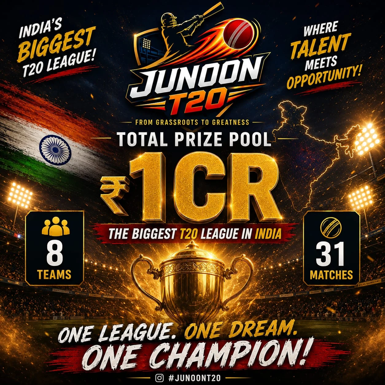 Junoon T20 League prize pool poster