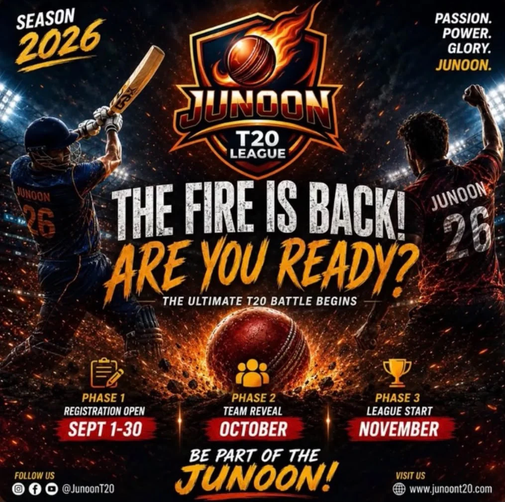 Junoon T20 League Season 2026 poster
